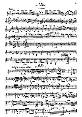 Felix Mendelssohn Song Without Words Op 102 No 3 score for Violin