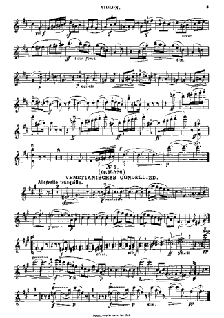 Felix Mendelssohn Song Without Words Op 30 No 6 score for Violin