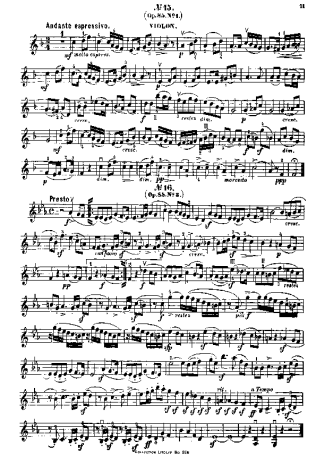 Felix Mendelssohn Song Without Words Op 85 No 1 score for Violin