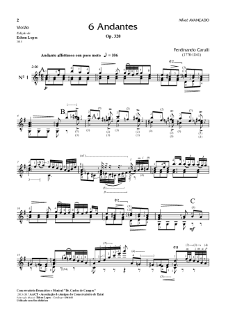 Ferdinando Carulli 6 Andantes Op. 320 score for Acoustic Guitar
