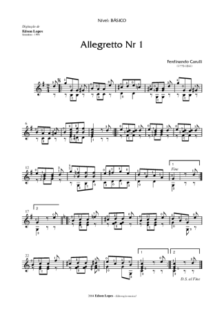 Ferdinando Carulli Allegretto Nr 1 score for Acoustic Guitar