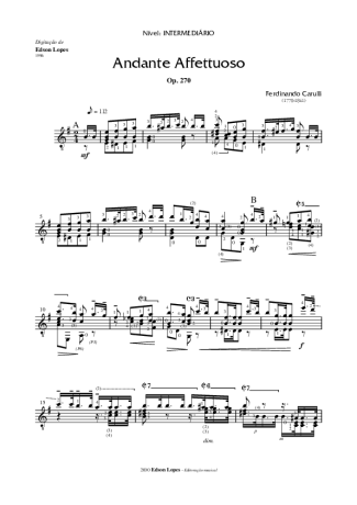 Ferdinando Carulli Andante Affettuoso Op. 270 score for Acoustic Guitar