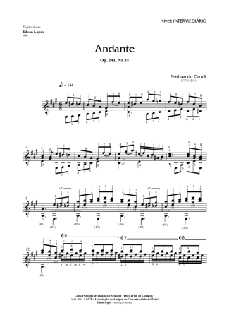 Ferdinando Carulli Andante Op. 241 Nr 24 score for Acoustic Guitar