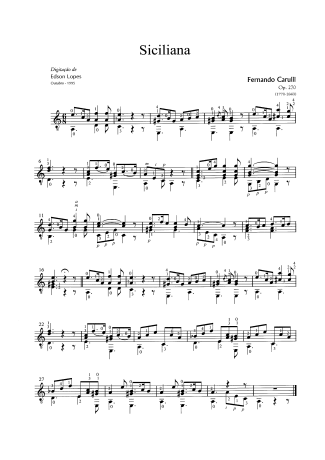 Ferdinando Carulli Siciliana Op. 270 score for Acoustic Guitar