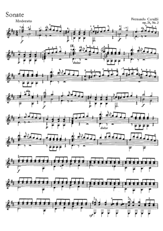 Ferdinando Carulli Sonate Op 21 Nr 2 score for Acoustic Guitar