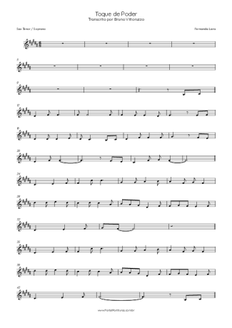 Fernanda Lara Toque De Poder score for Tenor Saxophone Soprano (Bb)