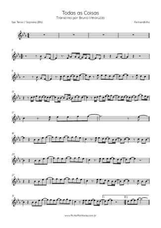 Fernandinho Todas As Coisas score for Tenor Saxophone Soprano (Bb)
