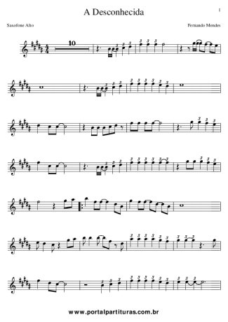 Fernando Mendes - A Desconhecida - Sheet Music For Alto Saxophone