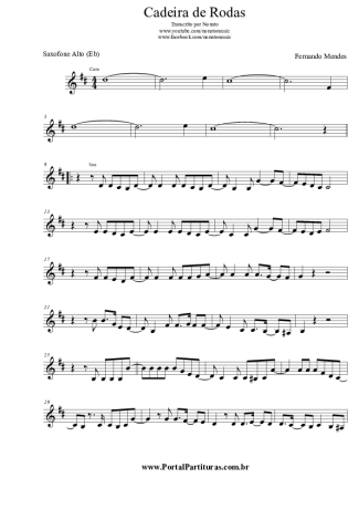 Fernando Mendes - A Desconhecida - Sheet Music For Alto Saxophone