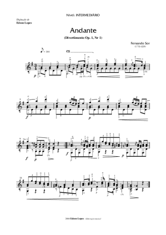 Fernando Sor Andante Op. 1 Nr 1 score for Acoustic Guitar