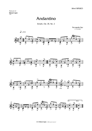 Fernando Sor Andantino Op. 35 Nr 2 score for Acoustic Guitar