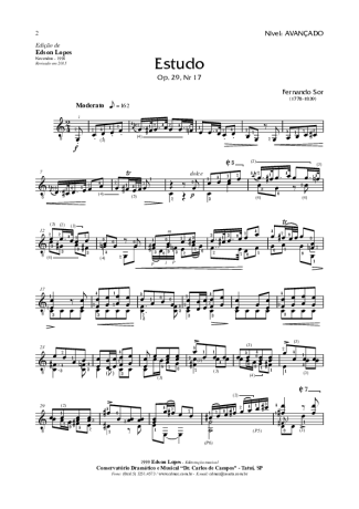 Fernando Sor Estudo Op. 29 Nr 17 score for Acoustic Guitar