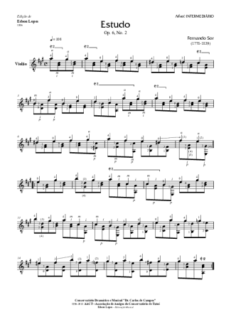 Fernando Sor Estudo Op. 6 Nr 2 score for Acoustic Guitar