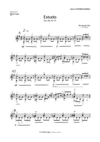 Fernando Sor Estudo Op. 60 Nr 19 score for Acoustic Guitar