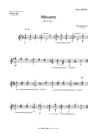 Fernando Sor Minueto Op. 2 Nr 1 score for Acoustic Guitar