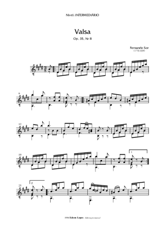 Fernando Sor Valsa Op. 35 Nr 8 score for Acoustic Guitar