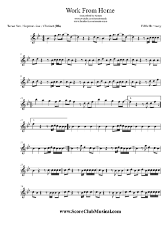Fifth Harmony Work From Home score for Tenor Saxophone Soprano Clarinet (Bb)