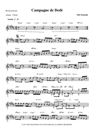 Filó Machado Campagne De Dedè score for Tenor Saxophone Soprano (Bb)