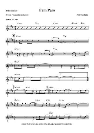 Filó Machado Pam Pam score for Tenor Saxophone Soprano (Bb)