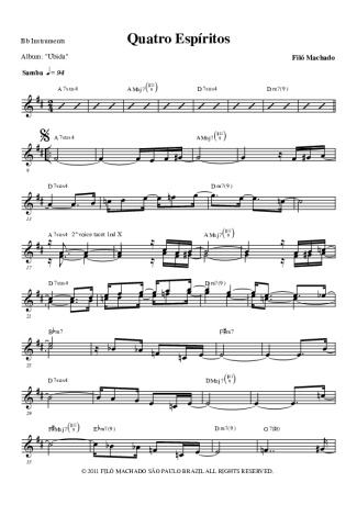 Filó Machado Quatro Espíritos score for Tenor Saxophone Soprano (Bb)