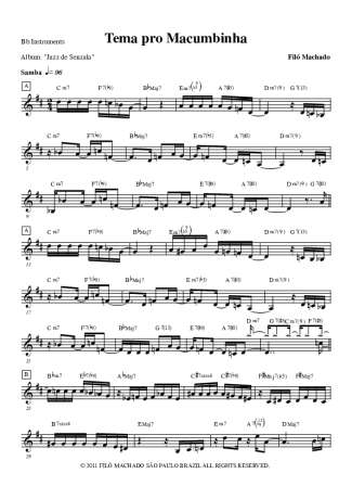 Filó Machado Tema Pro Macumbinha score for Clarinet (Bb)