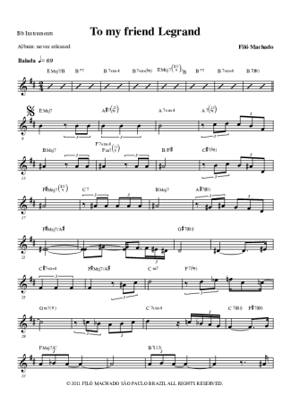 Filó Machado To My Friend Legrand score for Tenor Saxophone Soprano (Bb)