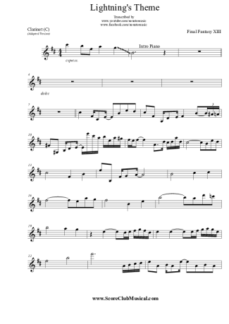 Final Fantasy XIII  score for Clarinet (C)