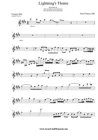 Final Fantasy XIII Lightning Theme score for Trumpet