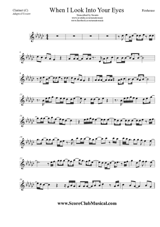 FireHouse When I Look Into Your Eyes score for Clarinet (C)