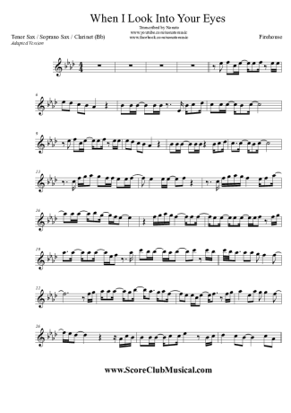 FireHouse When I Look Into Your Eyes score for Tenor Saxophone Soprano (Bb)