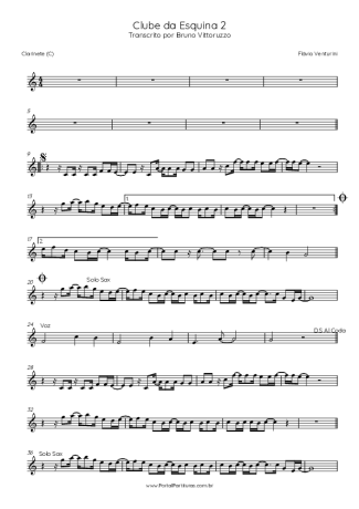 Flavio Venturine Clube Da Esquina 2 score for Clarinet (C)