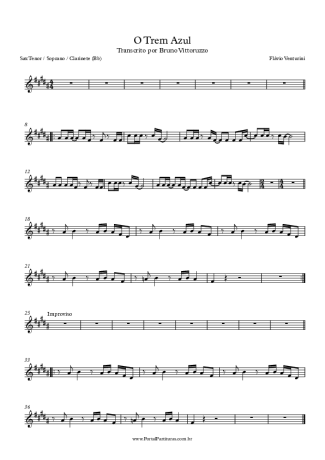 Flavio Venturine O Trem Azul score for Tenor Saxophone Soprano (Bb)