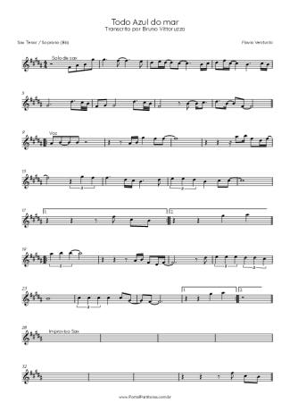 Flavio Venturine Todo Azul Do Mar score for Tenor Saxophone Soprano (Bb)