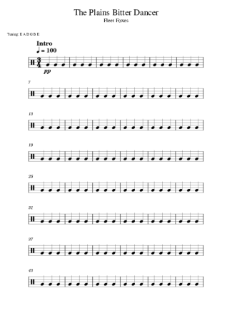 Fleet Foxes The Plains Bitter Dancer score for Drums