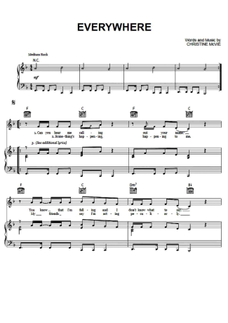 Fleetwood Mac Everywhere score for Piano