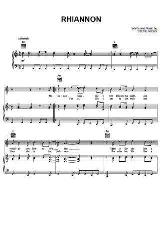 Fleetwood Mac Rhiannon score for Piano