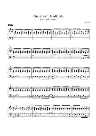 Flo-Rida Club Cant Handle Me (feat David Guetta) score for Piano