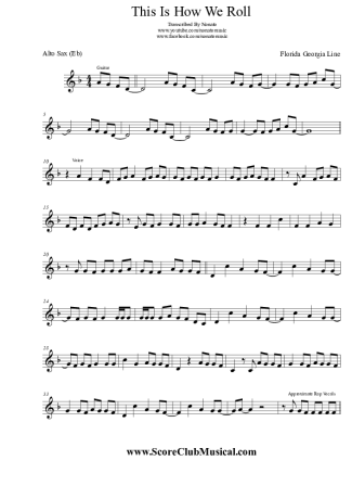 Florida Georgia Line This Is How We Roll score for Alto Saxophone