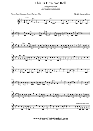 Florida Georgia Line  score for Clarinet (Bb)