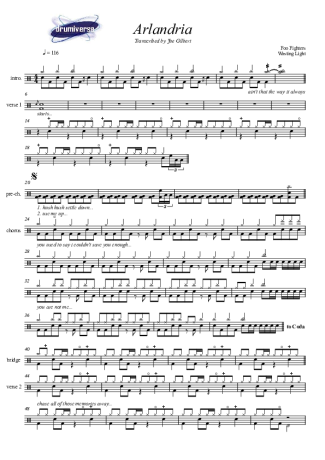 Foo Fighters  score for Drums