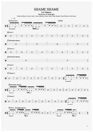 Foo Fighters  score for Drums