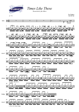 Foo Fighters  score for Drums