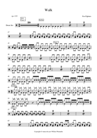 Foo Fighters Walk score for Drums