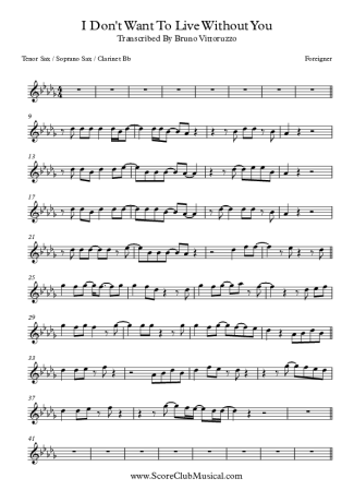 Foreigner  score for Tenor Saxophone Soprano (Bb)