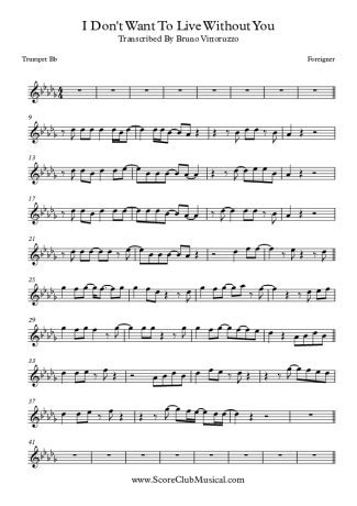 Foreigner I Don´t Want To Live Without You score for Trumpet
