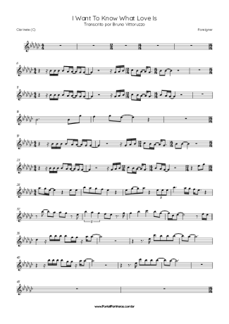 Foreigner  score for Clarinet (C)