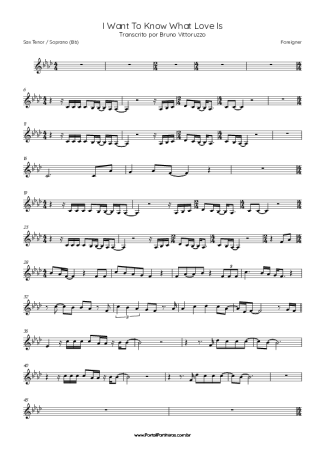Foreigner  score for Tenor Saxophone Soprano (Bb)