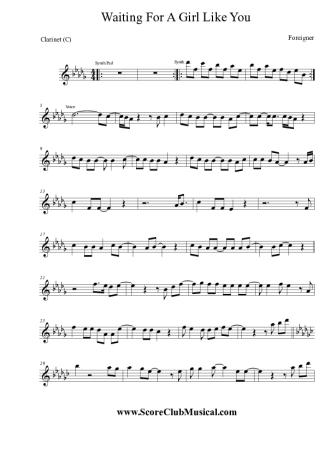 Foreigner  score for Clarinet (C)