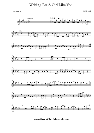 Foreigner  score for Clarinet (C)