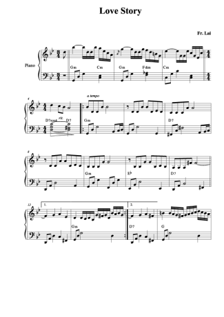 Francis Lai Love Story score for Piano